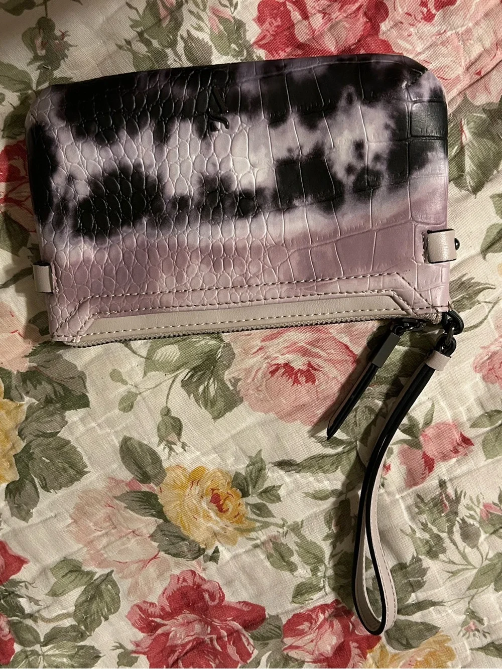 Simply Vera Vera Wang Purple Tie-Dye Croc-Embossed Wristlet